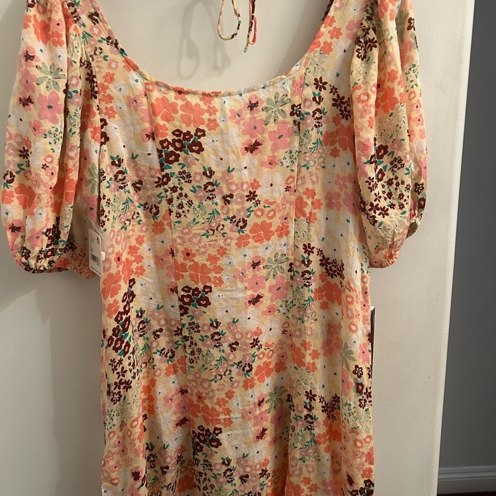 Brand new with tags! Free People Floral Mini Dress in Yellow and Orange - Picture 3 of 7